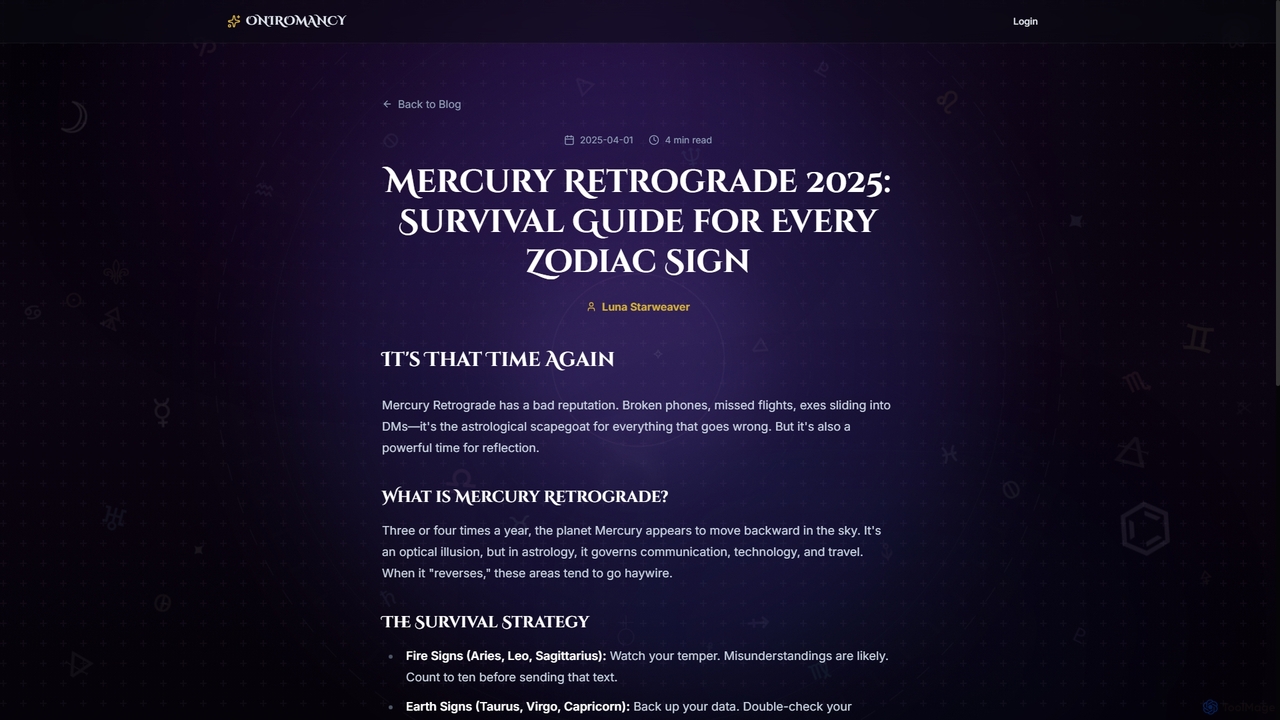 Mercury Retrograde 2025: Survival Guide for Every Zodiac Sign for Oniromancy