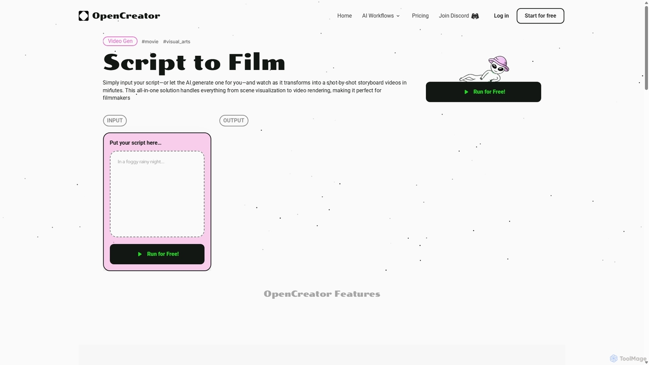 AI Script to Video Maker for OpenCreator
