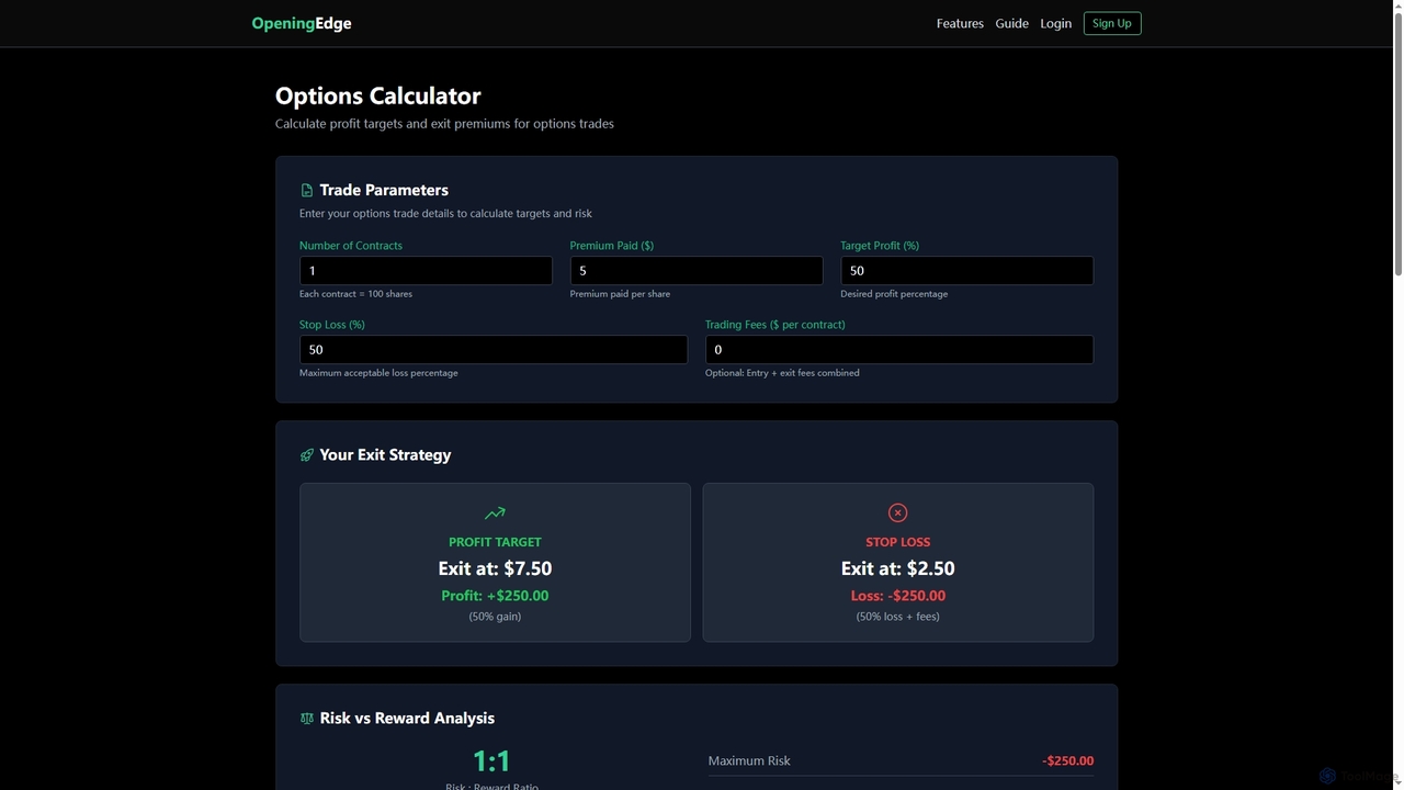 Free Options Calculator - Plan Trades & Calculate Targets | Opening Edge for Openingedge
