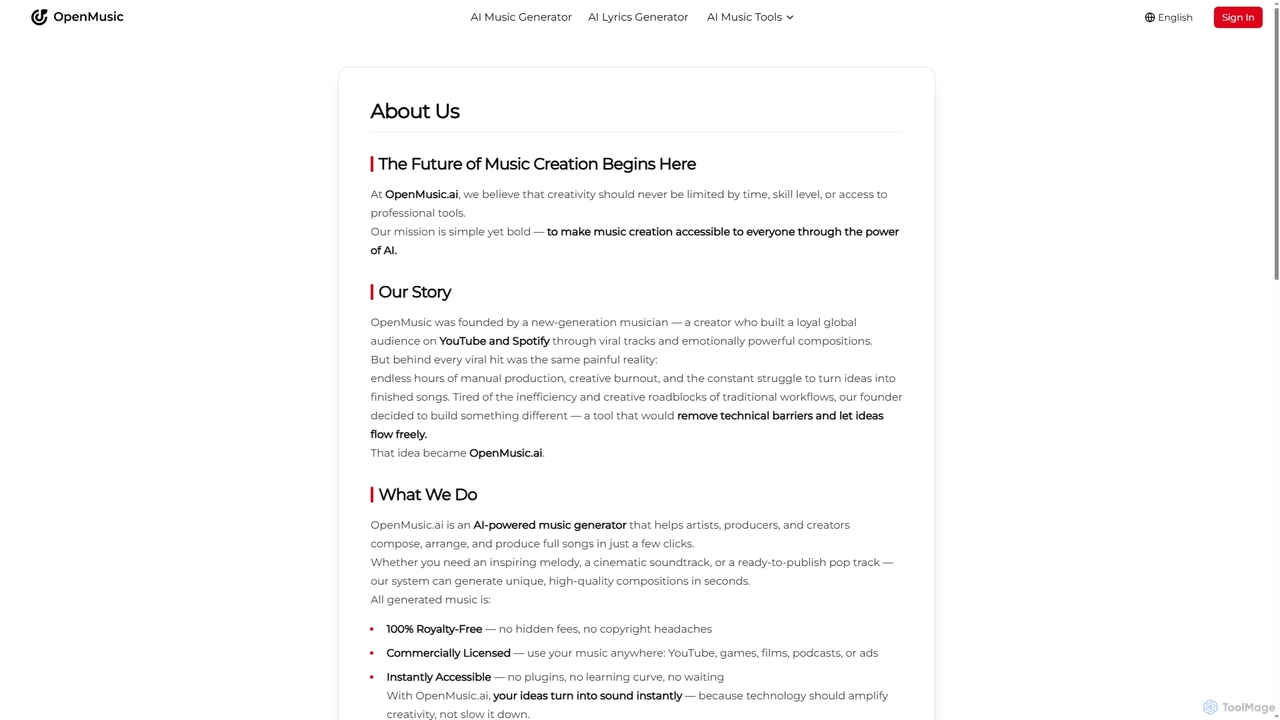 About OpenMusic.ai | Next-Gen AI Music Generator for Creators for OpenMusic