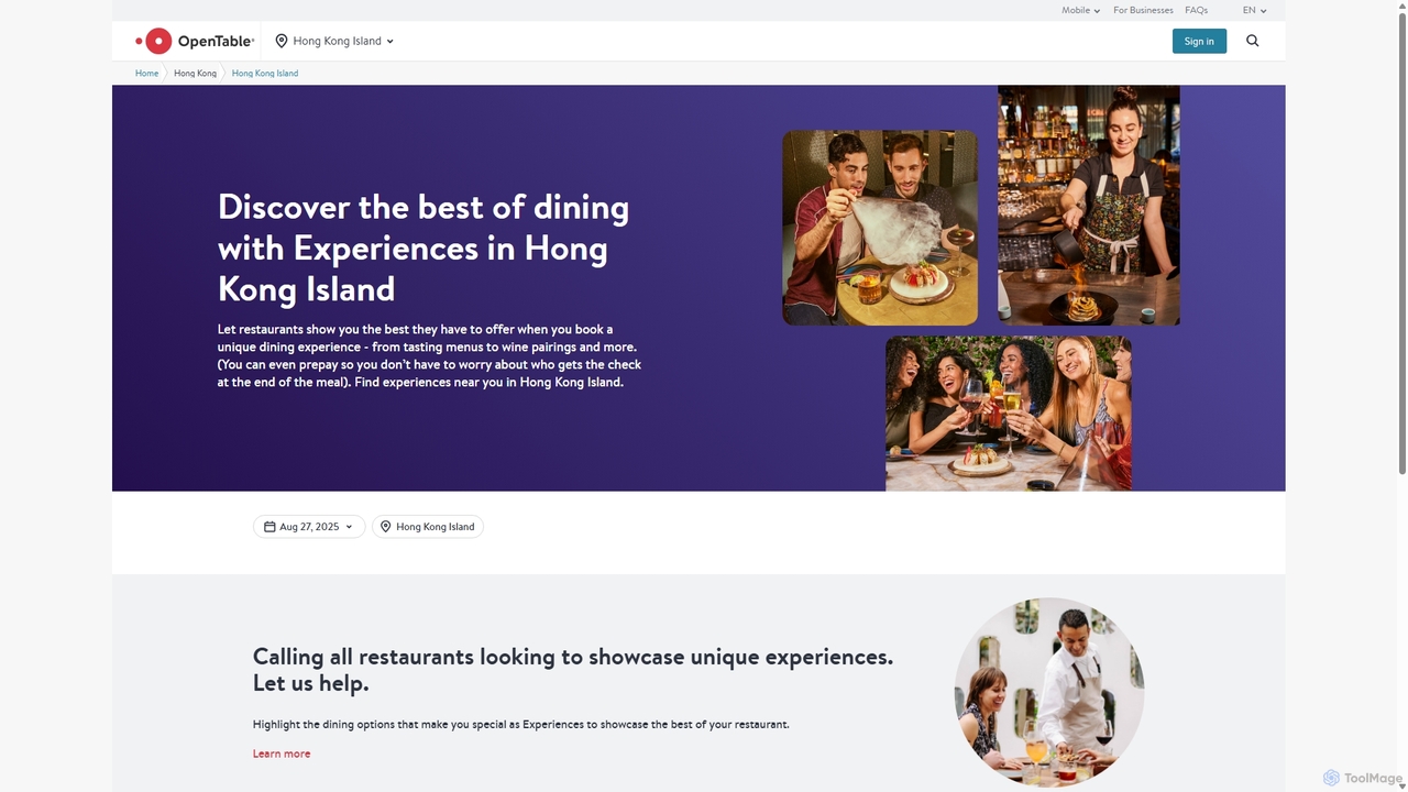 Discover Special Menus and Offers in Hong Kong Island | OpenTable Experiences for OpenTable