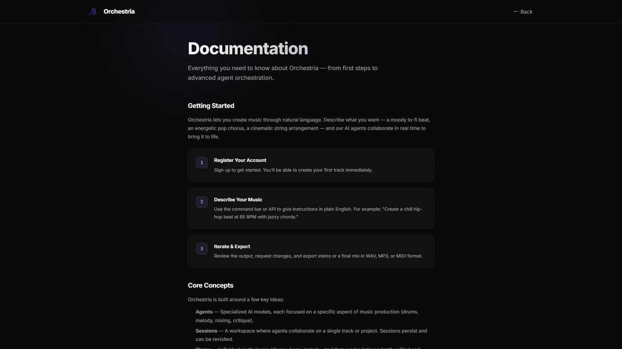 Documentation — Orchestria Agentic Music Studio for Orchestria