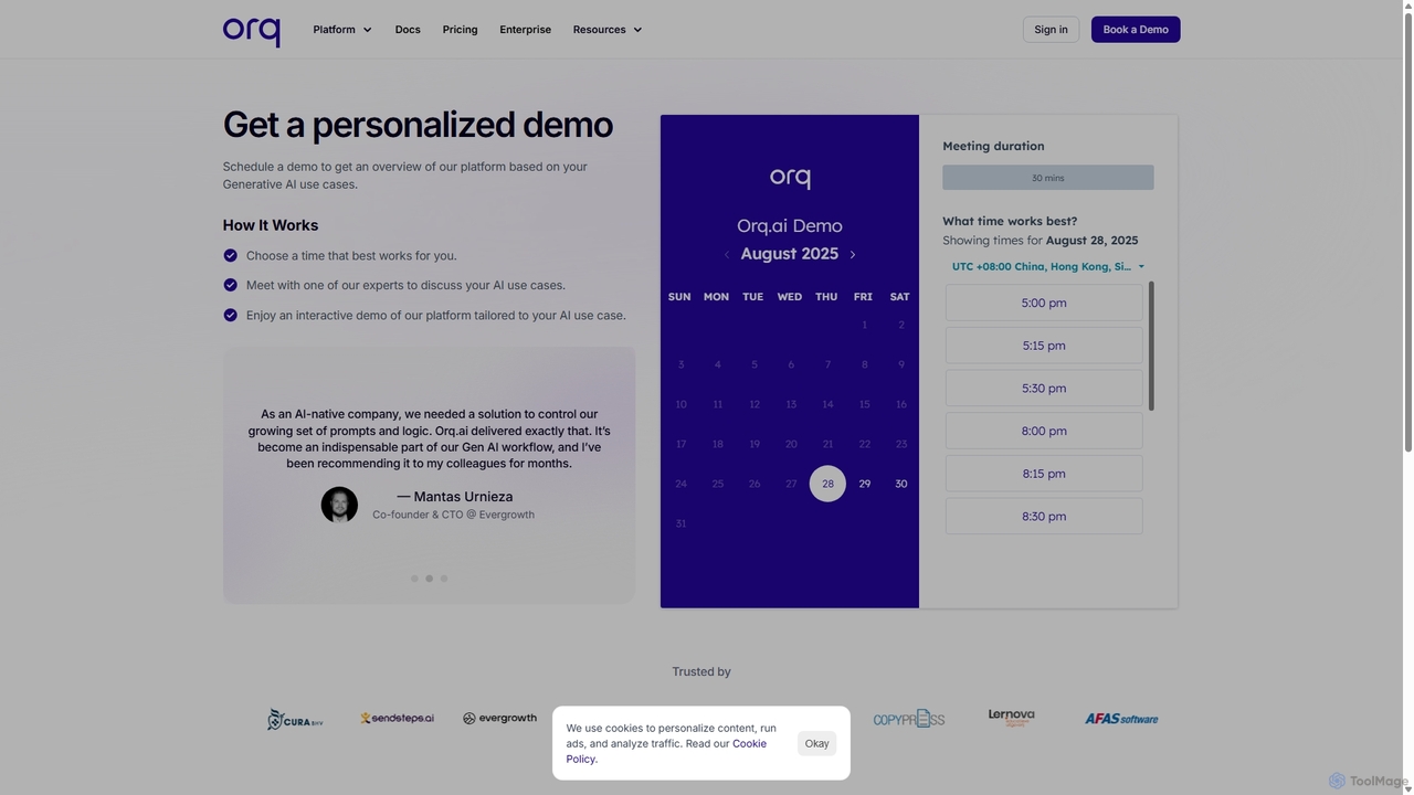 Book Demo | Generative AI Collaboration Platform for Orq.ai