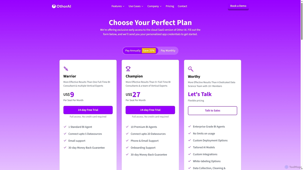 Pricing | Othor AI - Flexible Business Intelligence Solutions | Othor AI for Othor AI