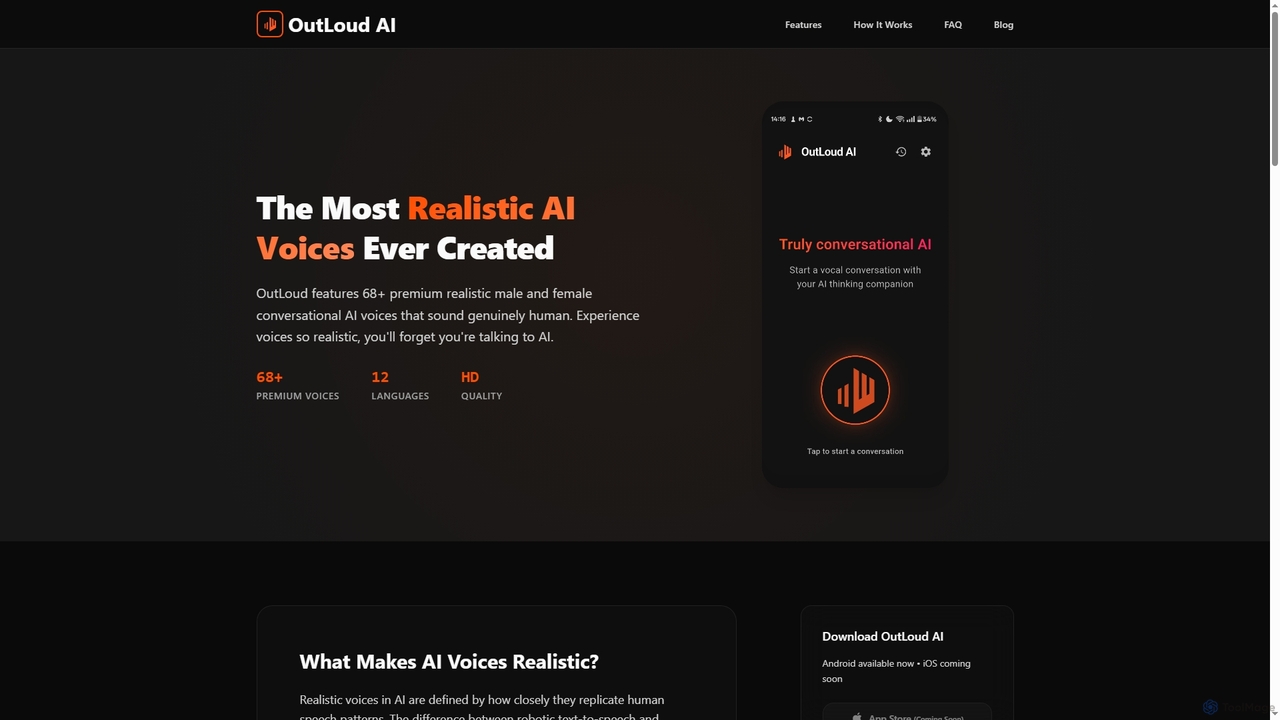 Realistic AI Voices - OutLoud | Most Natural Male & Female Conversational AI for Outloud