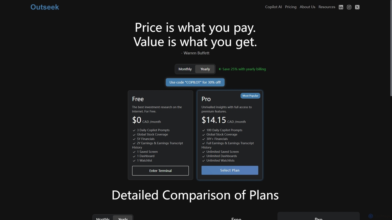 Outseek | Pricing for Outseek