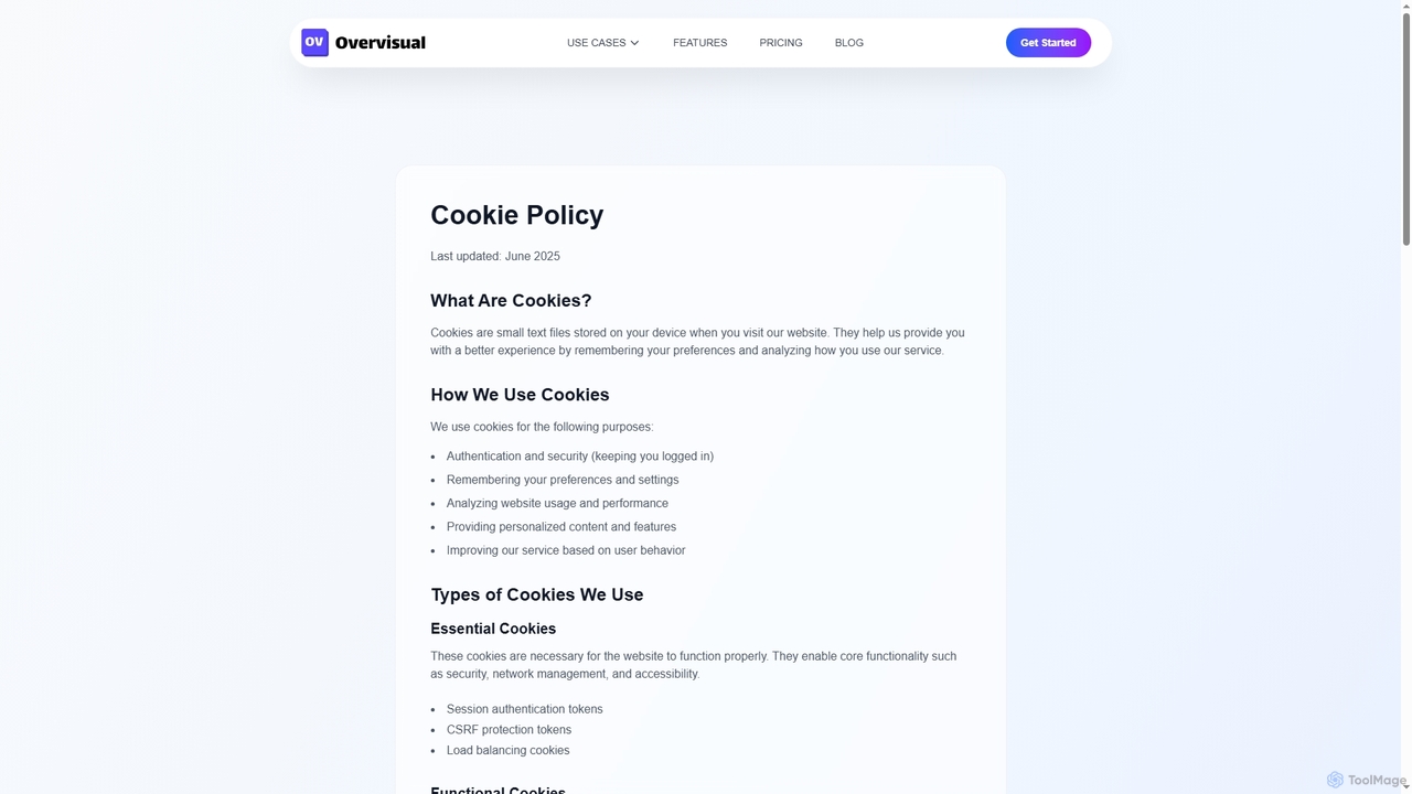Cookie Policy - How We Use Cookies | Overvisual for Overvisual