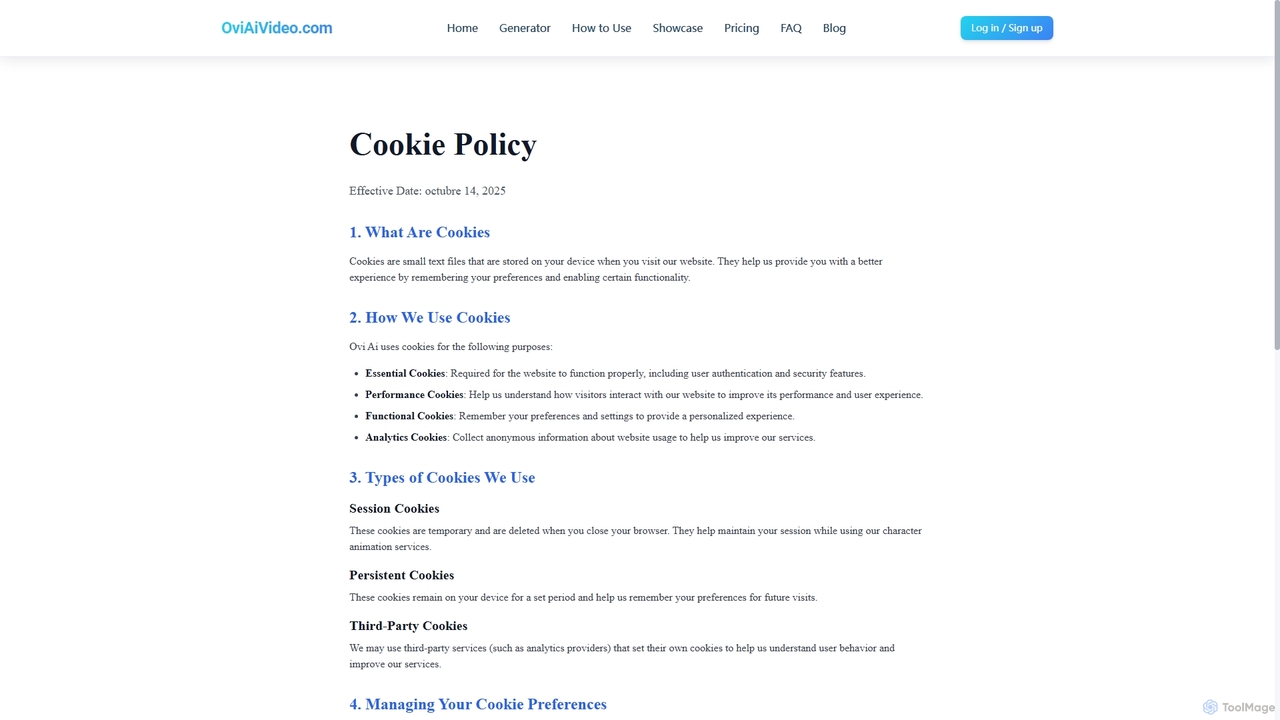 Cookie Policy | Ovi Ai for Ovi AI