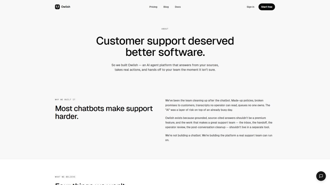 About Owlish · Built by Chevvi in Sydney for Owlish