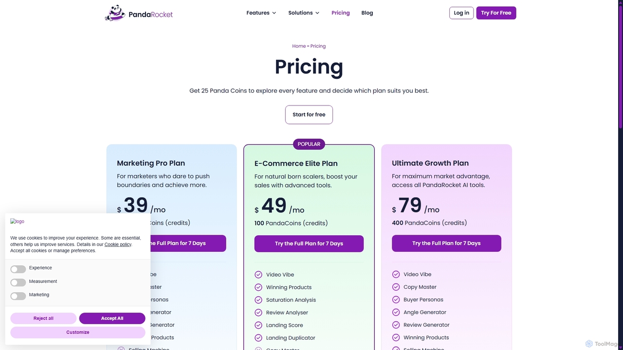 Pricing - PandaRocket for PandaRocket