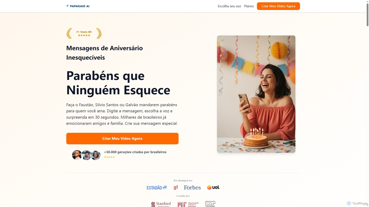 Mensagem de Aniversário com Voz de Famoso | Papagaio AI for Papagaio AI