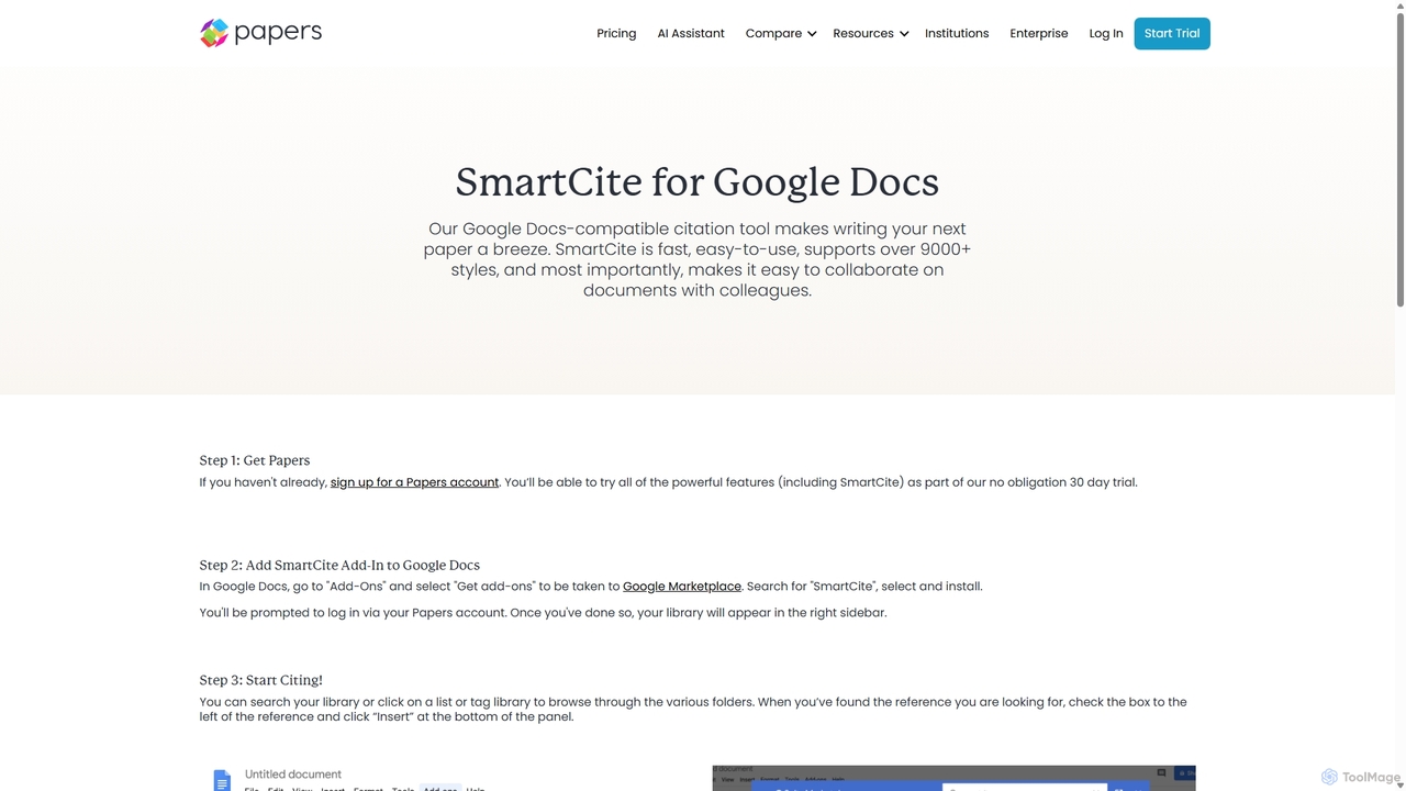 SmartCite for Google Docs - Papers for Papers