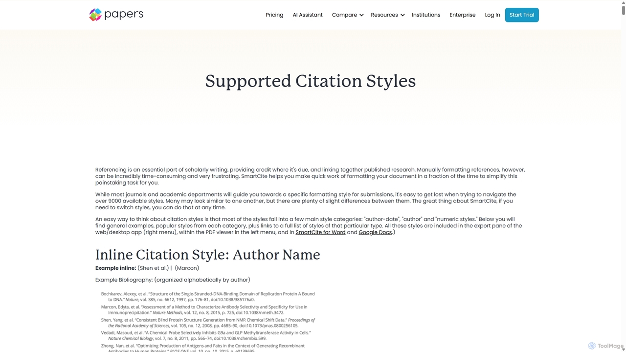 Supported Styles - Papers for Papers