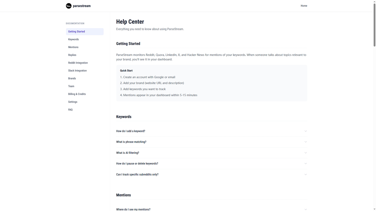 ParseStream - Track Keywords on Reddit, X (Twitter), LinkedIn, Quora & Hacker News for Parsestream