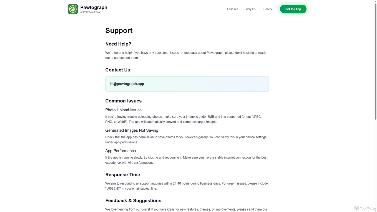 Support - Pawtograph | Pet Photo Editor for Pawtograph