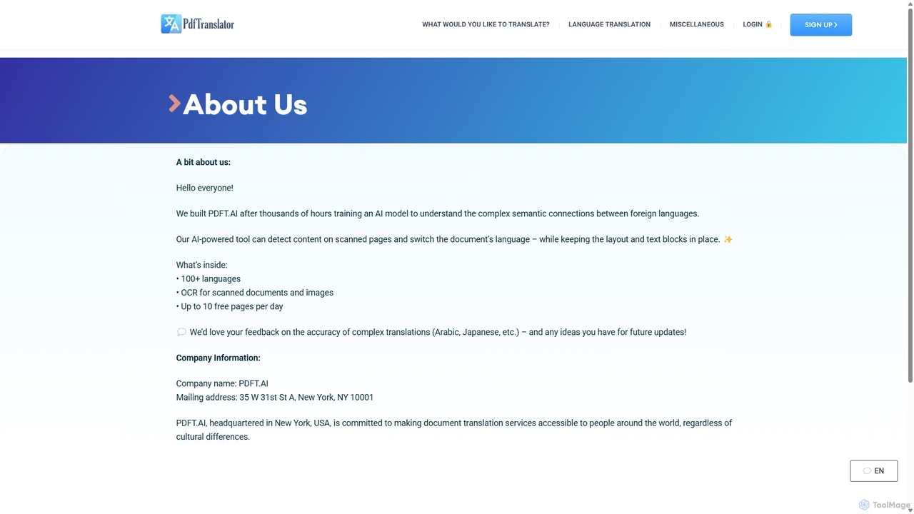 About us | AI PdfTranslator for Pdft