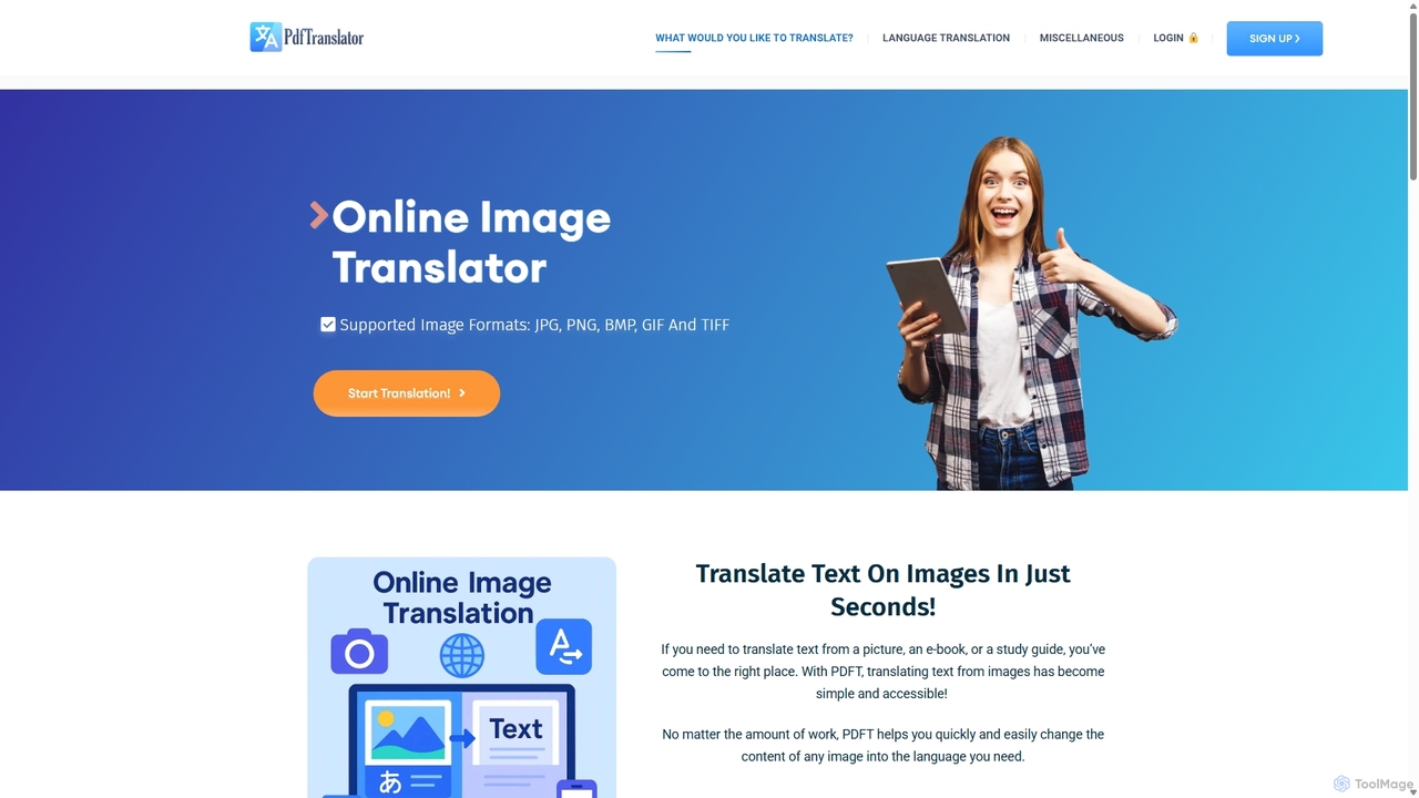 Online image translator | Text translation on JPG, PNG files for Pdft
