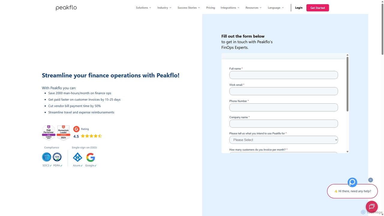 Request A Demo for Peakflo