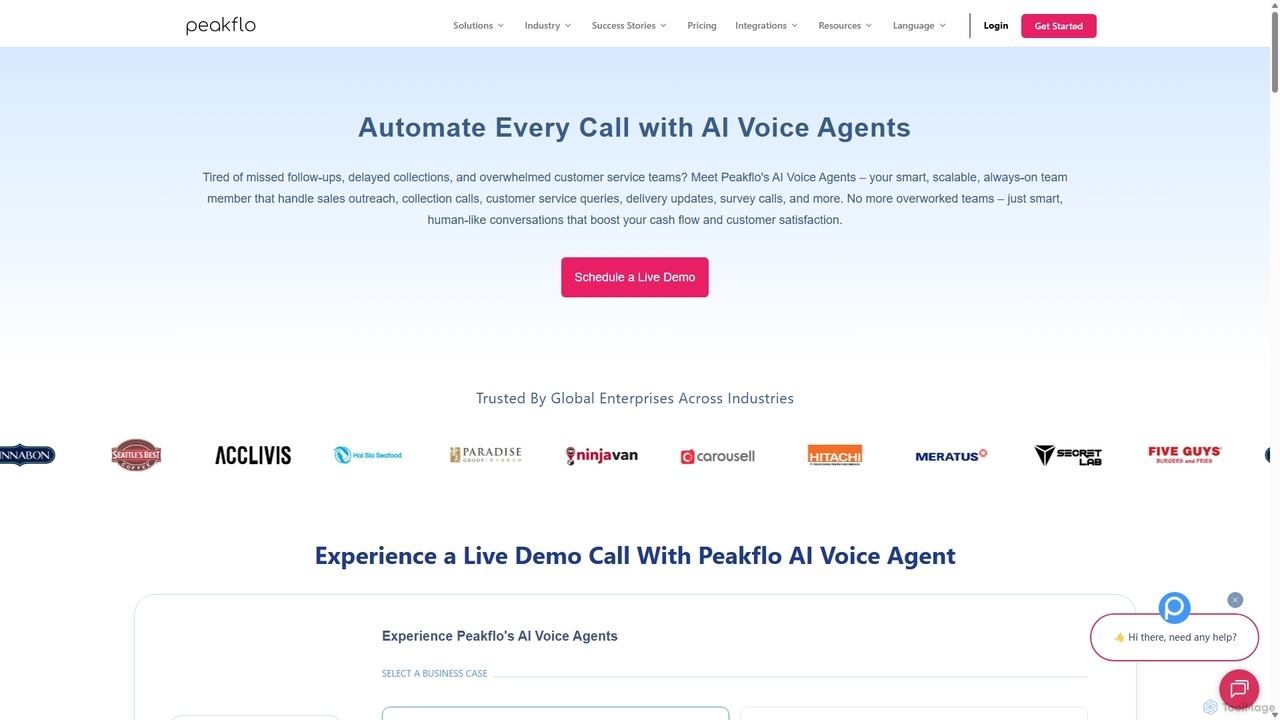 Automate Every Call with AI Voice Agents for Peakflo