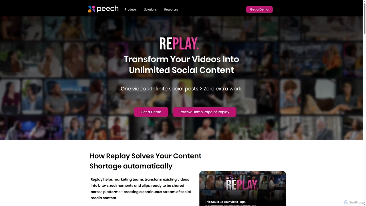 Replay | Turn Videos into Website Traffic & Social Content | Peech for Peech