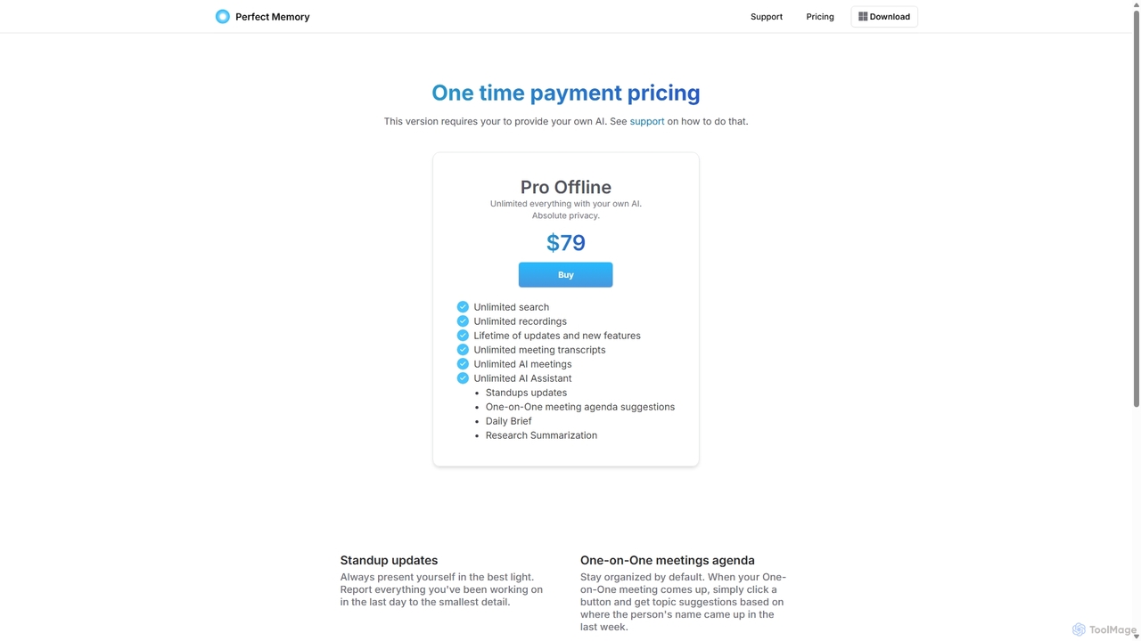 Pricing for Perfect Memory Pro Offline | Perfect Memory AI for Perfect Memory AI