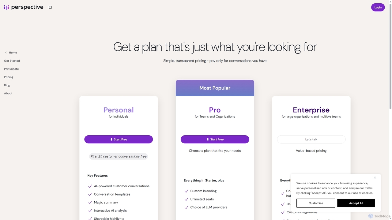 Pricing | Perspective AI for Perspective AI