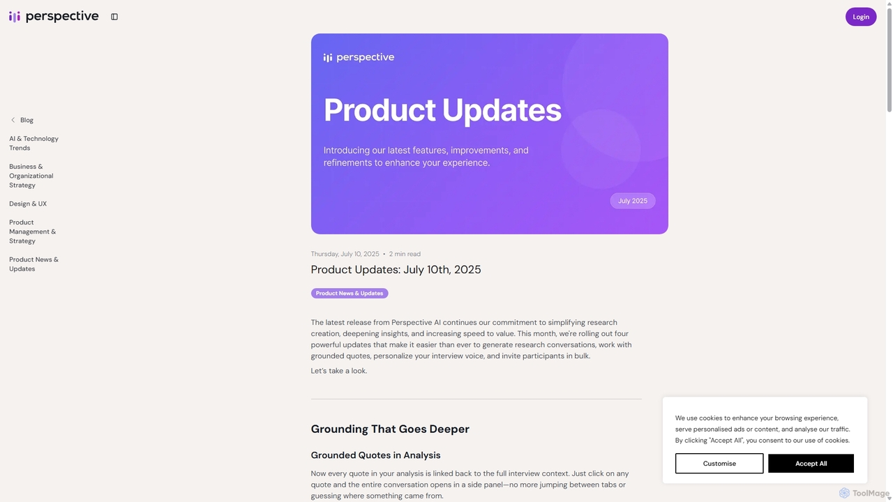 Product Updates: July 10th, 2025 | Blog | Perspective AI for Perspective AI