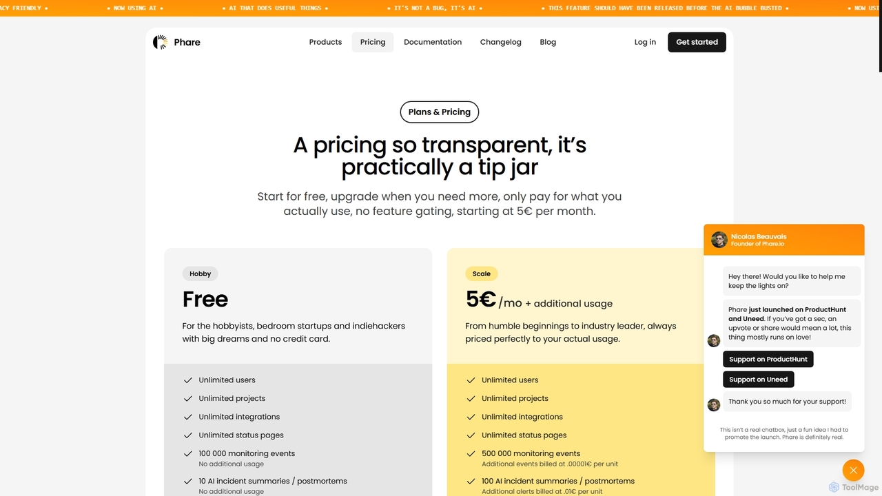 Plans and Pricing | Phare for Phare
