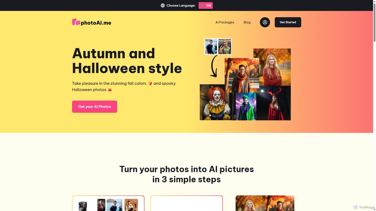 Autumn and Halloween headshot photos with photo AI for PhotoAI