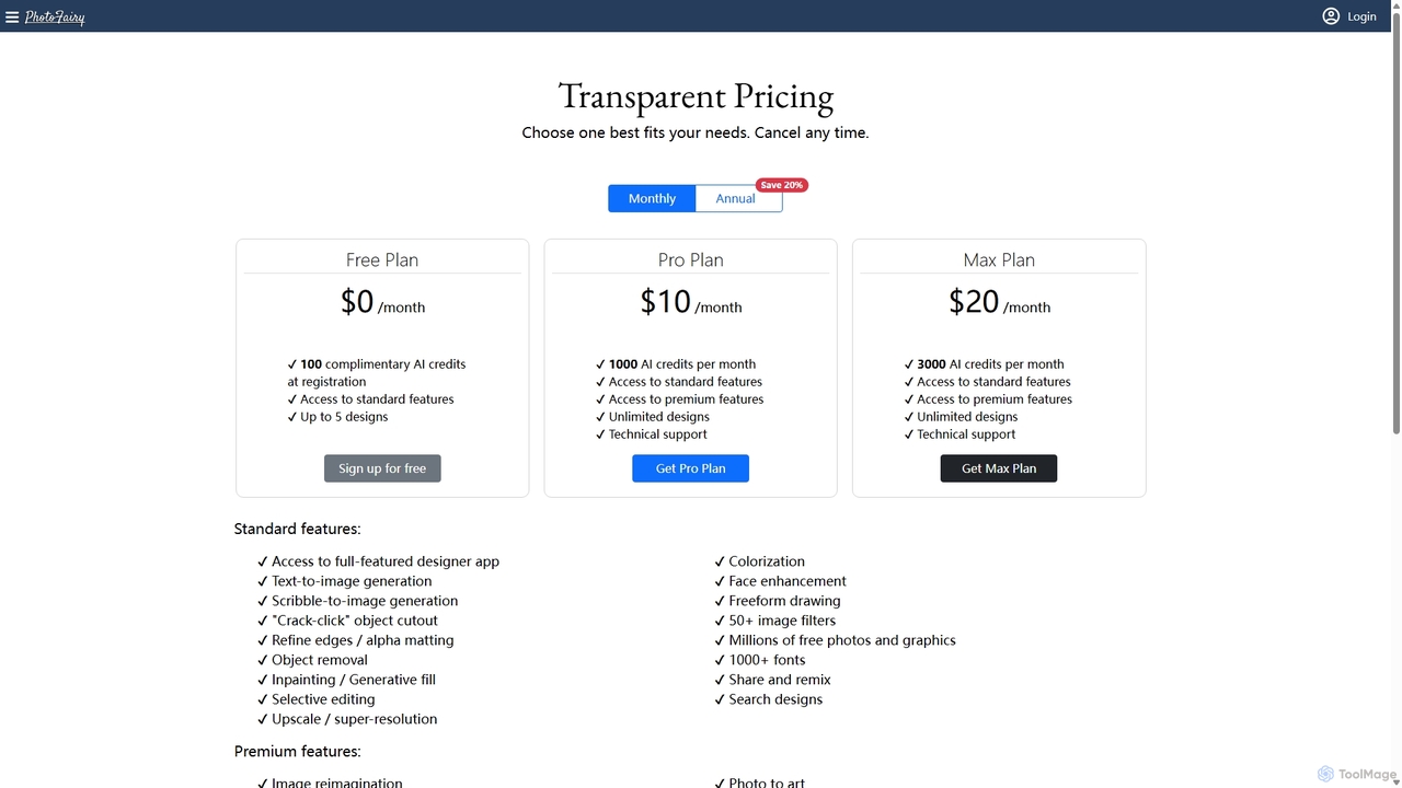 PhotoFairy | Pricing for PhotoFairy