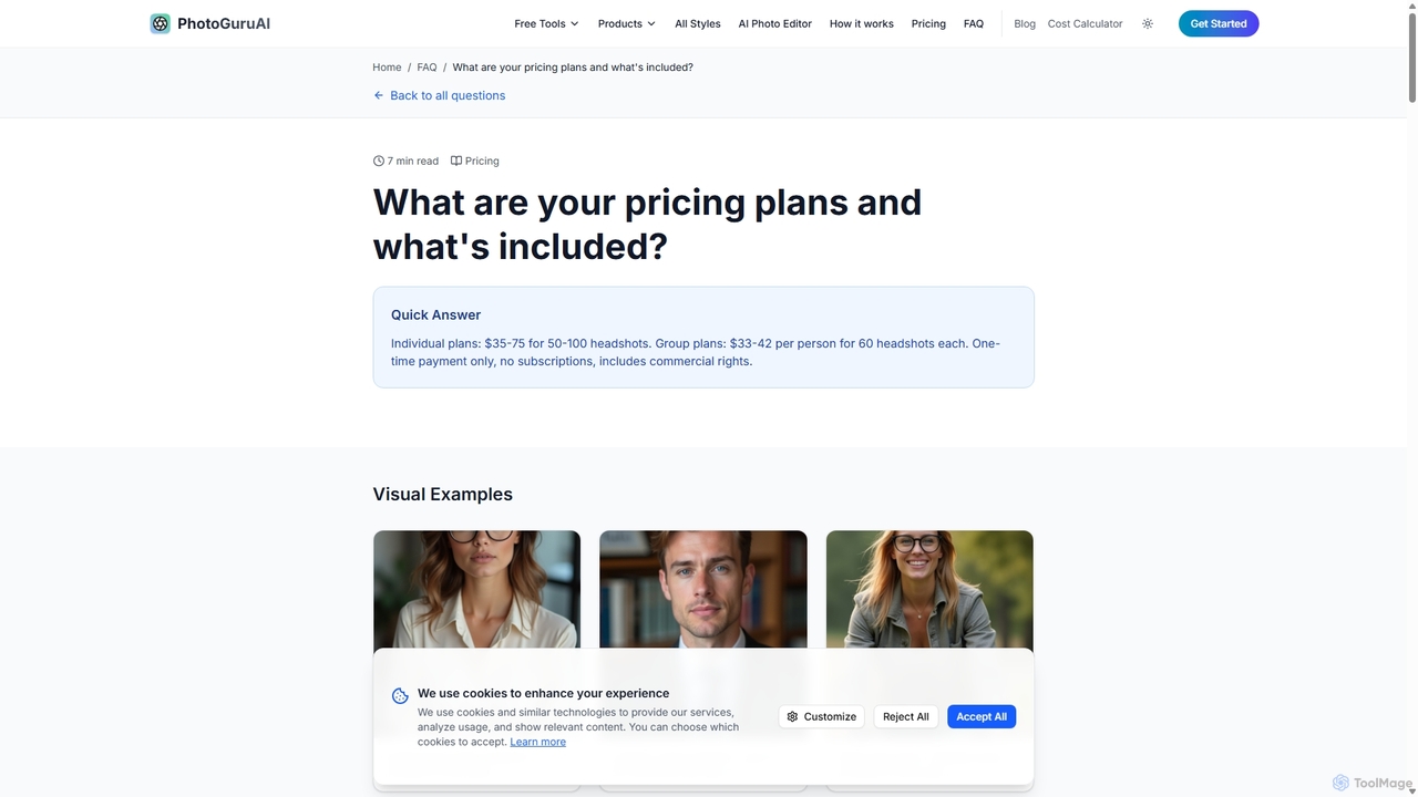 PhotoGuru AI Pricing Plans: $35-75 One-Time Payment | Group Discounts Available | PhotoGuru AI for PhotoGuruAI