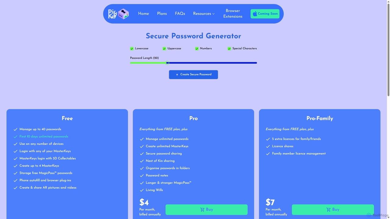Visual Password Manager for PicKey