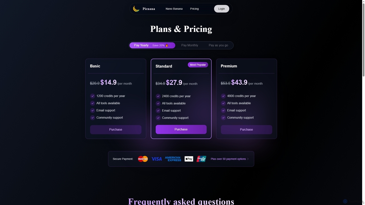 Plans & Pricing | Picnana for Picnana