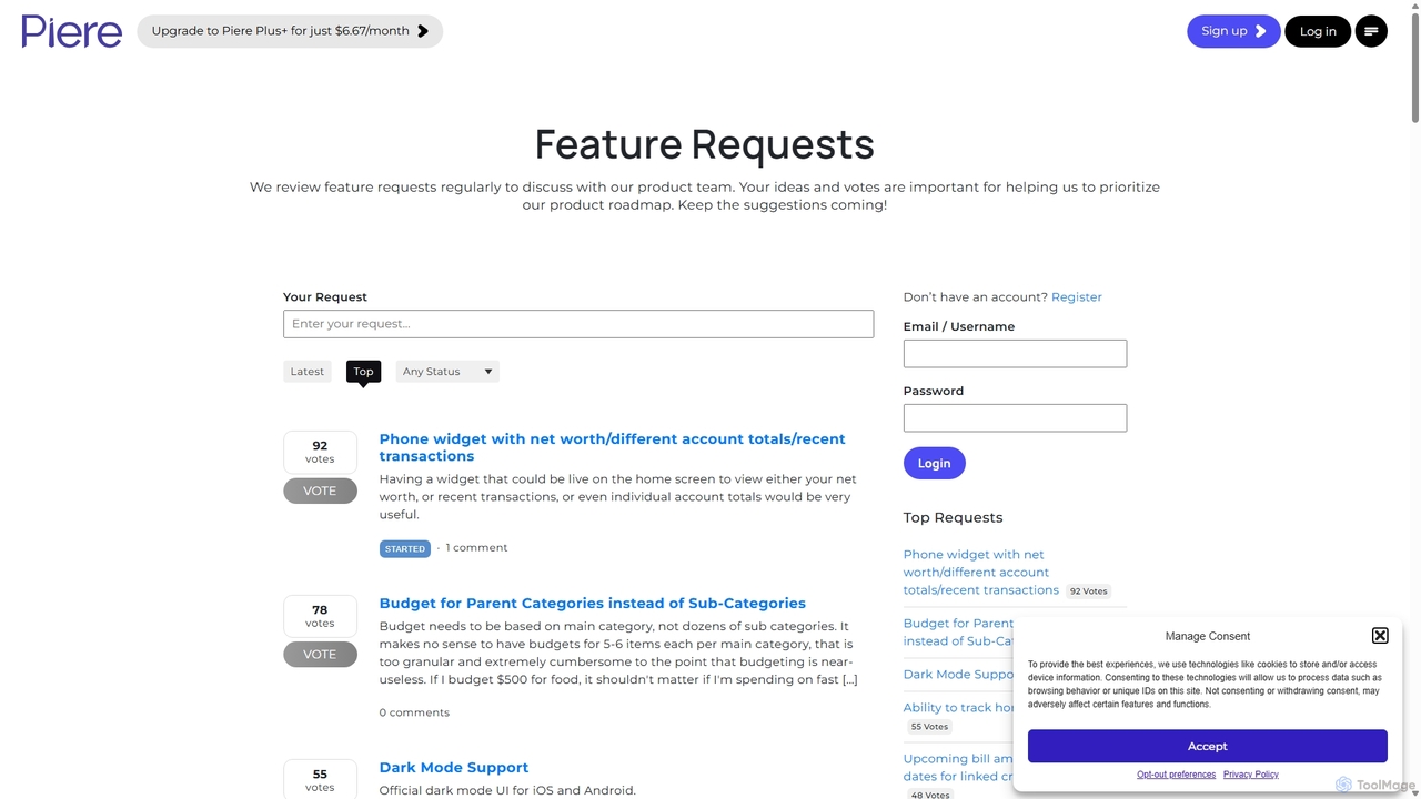 Feature Requests - Piere for Piere