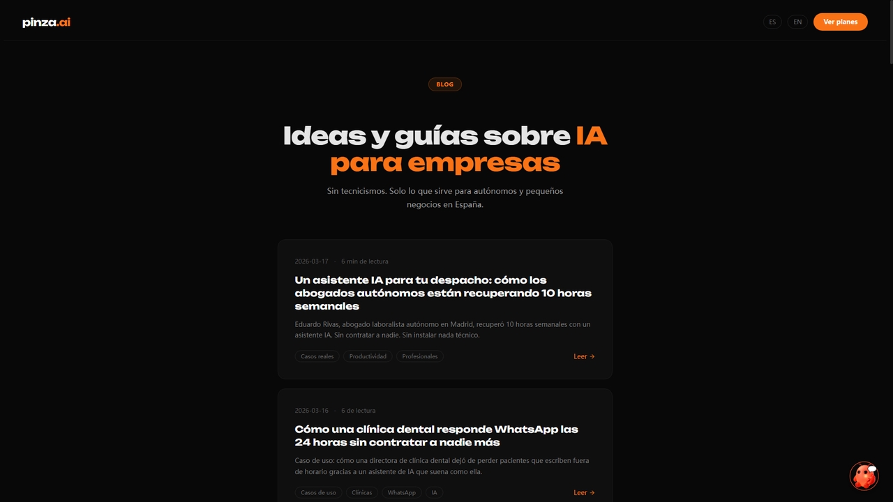 Blog — Ideas y guías sobre IA para autónomos y pymes | pinza.ai for Pinza
