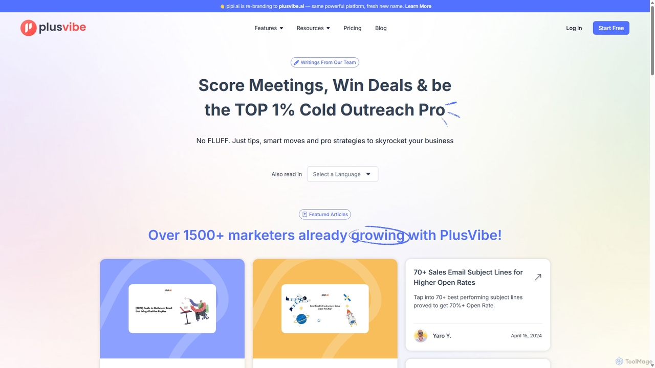Expert Insights on Cold Email Automation - PlusVibe Blog for Pipl.ai