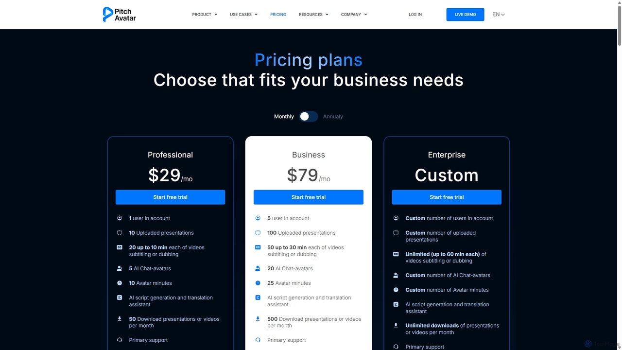 Pricing | Pitch Avatar for Pitch Avatar