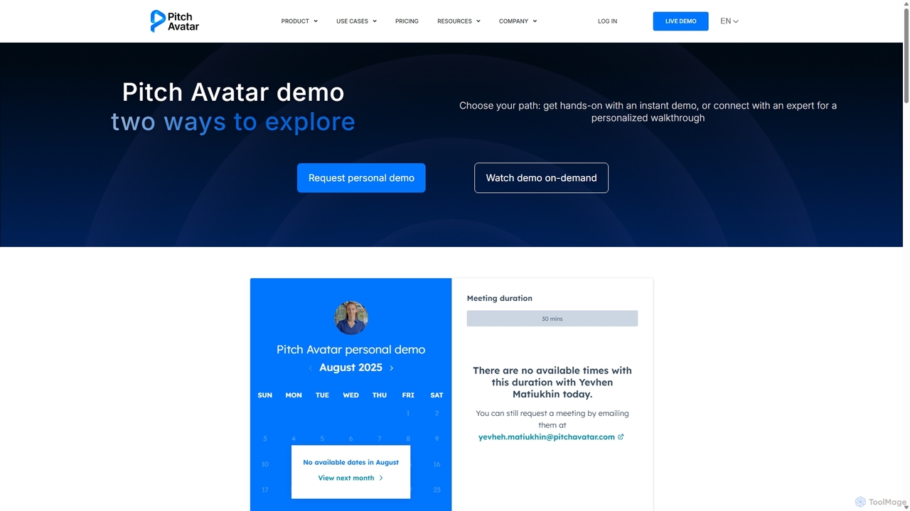 Demo - Pitch Avatar for Pitch Avatar
