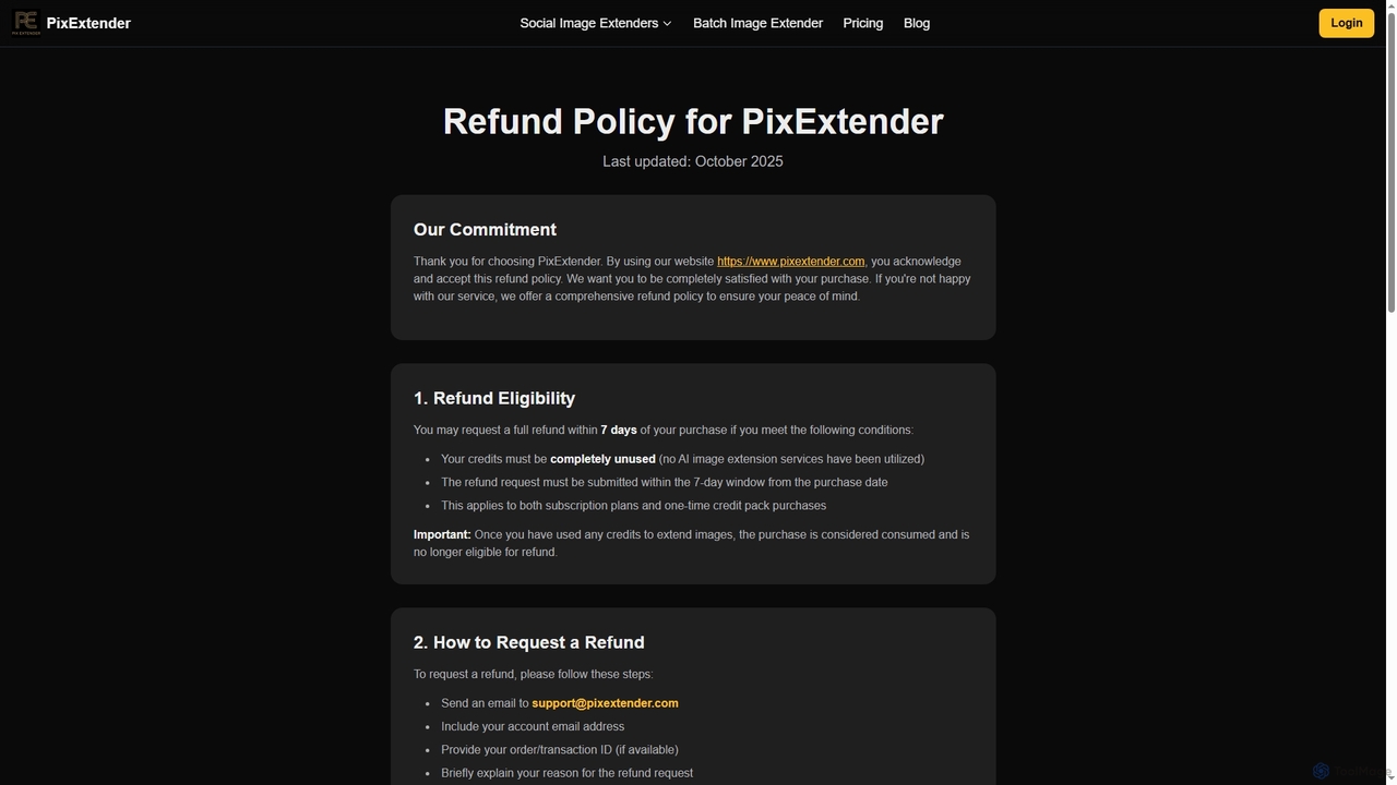 Refund Policy - PixExtender for PixExtender