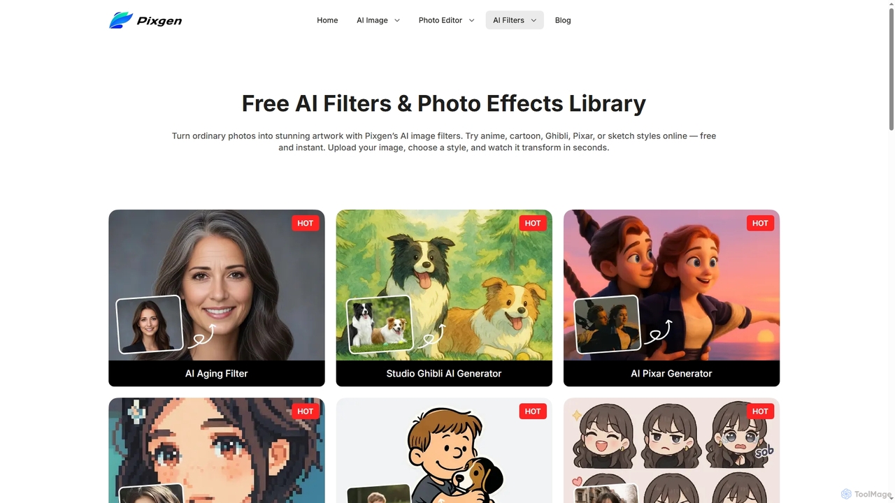 Free AI Filter & Photo Effects for Images Online | Pixgen for Pixgen