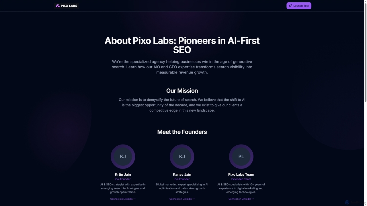 About Pixo Labs - AI SEO & GEO Experts for Pixo Labs