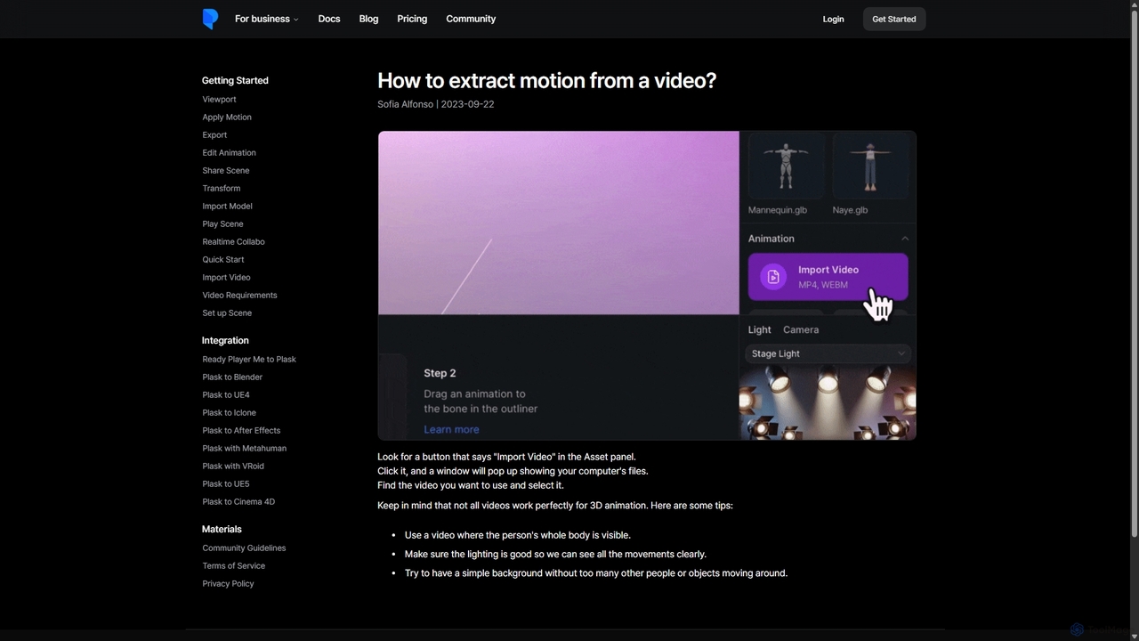 How to extract motion from a video? for Plask