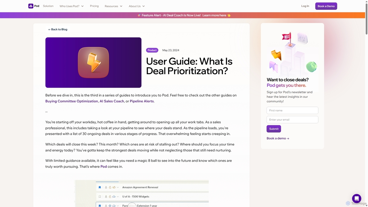 Pod | User Guide: What Is Deal Prioritization? for Pod