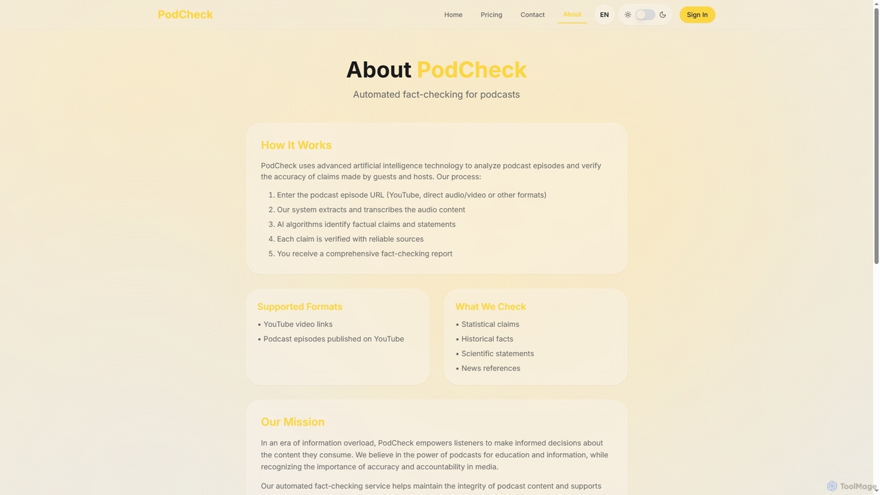 PodCheck - Check facts in podcasts for PodCheck