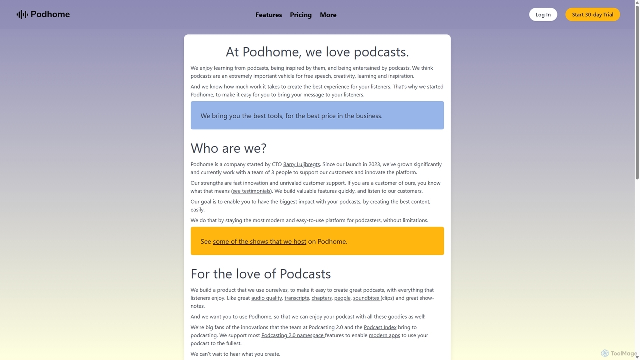 Podhome - About Podhome for Podhome