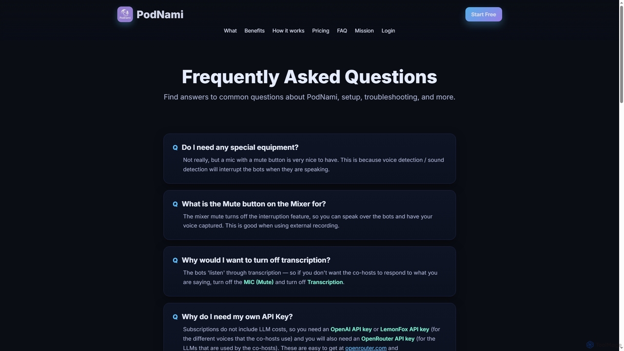 FAQ — PodNami for PodNami