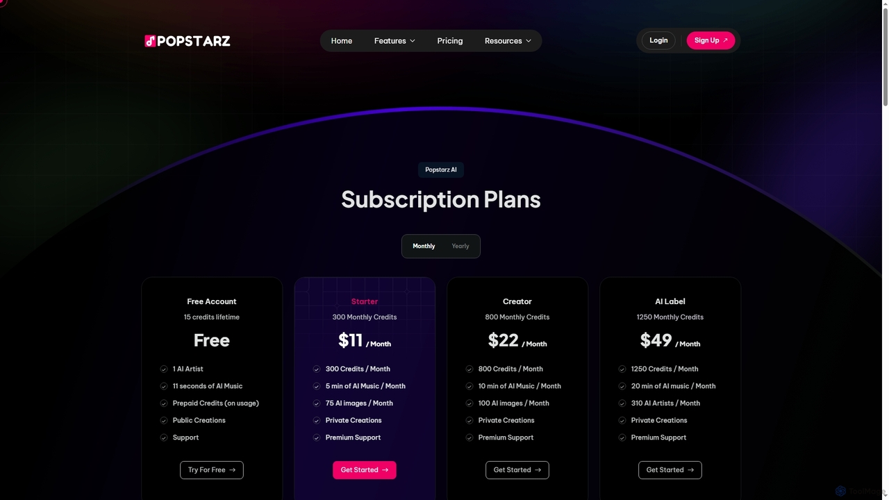Pricing Plans - Choose Your Popstarz Subscription | AI Music & Artist Creator for Popstarz