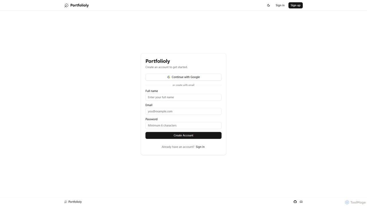 Authentication | Portfolioly for Portfolioly