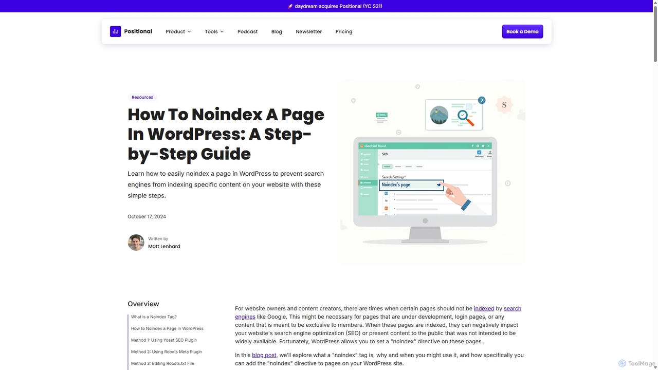 How To Noindex A Page In WordPress: A Step-by-Step Guide for Positional