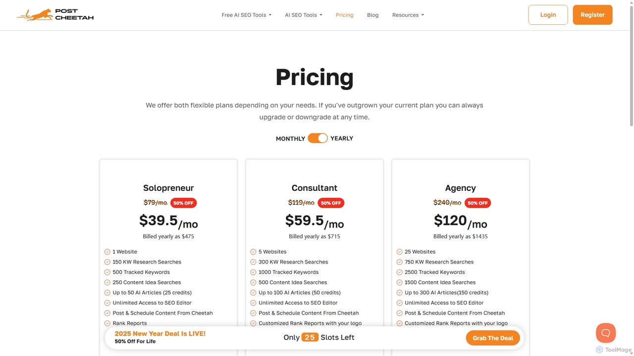 Pricing - Post Cheetah for Post Cheetah